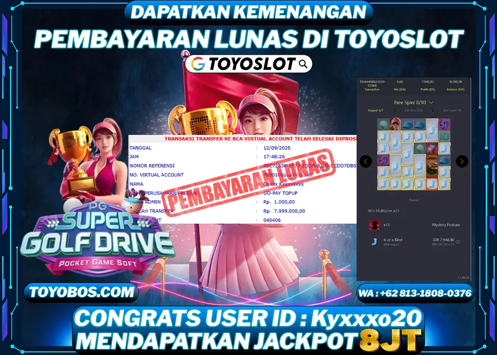 TOYOSLOT - BUKTI KEMENANGAN Super Golf Drive Rp8,000,000,- LUNAS